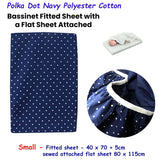 NNEDSZ Polka Dot Navy Polyester Cotton Bassinet Fitted Sheet with a Flat Sheet Sewed Attached