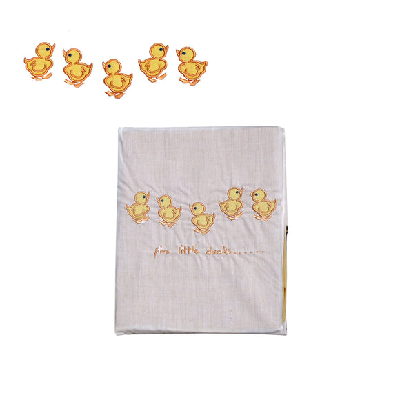 NNEDSZ Five Little Ducks Embroidered Polyester Cotton Cot Size Sheet Set
