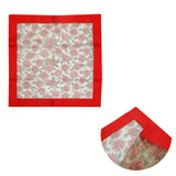 NNEDSZ Christmas Red Joyful Floral Sheer Organza Glitter Table Cloth Topper 90 x 90 cm