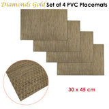 NNEDSZ Choice Set of 4 PVC Table Placemats Diamonds Gold