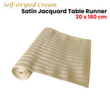 NNEDSZ Self-striped Cream Satin Table Runner 30 x 160cm