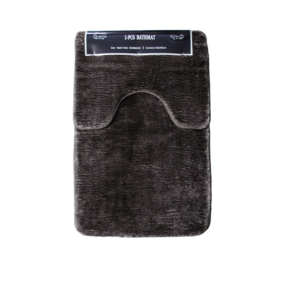 NNEDSZ 2 Pce Sorrento Plush Quality Non-slip Rubber Back Bath Mat Set Mink