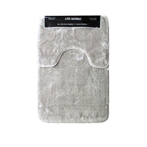 NNEDSZ 2 Pce Sorrento Plush Quality Non-slip Rubber Back Bath Mat Set Taupe