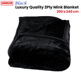 NNEDSZ 1000GSM Luxury Quality 2 Ply Mink Blanket Black 200 x 240 cm