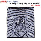 NNEDSZ 1000GSM White Tiger Luxury Quality 2 Ply Mink Blanket 200 x 240 cm