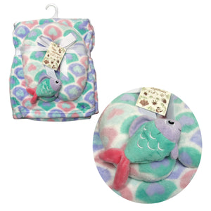 NNEDSZ Baby Animal Coral Fleece Blanket + Pillow Fish