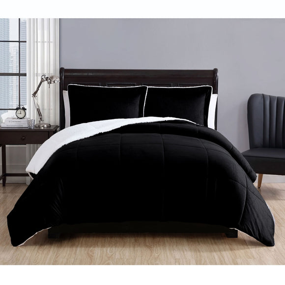 NNEDSZ 3 Piece Micro Mink Comforter Set Black King