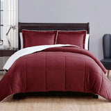NNEDSZ 3 Piece Ultra-soft Micro Mink Comforter Set Queen with Sherpa Reverse Burgundy