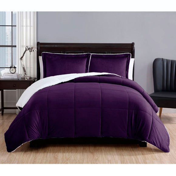 NNEDSZ 3 Piece Micro Mink Comforter Set Purple Queen