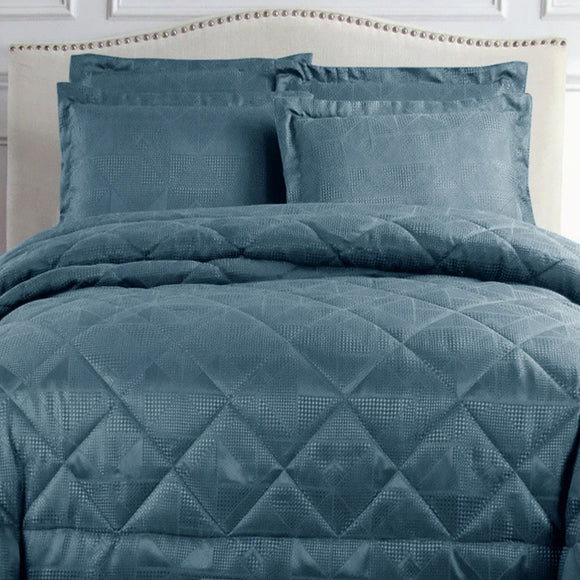 NNEDSZ Hotel Living Eli Jacquard Comforter Set Queen Blue
