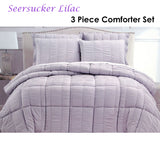 NNEDSZ Hotel Living 3 Piece Seersucker Comforter Set King Lilac