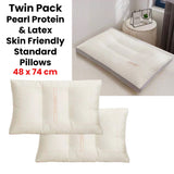 NNEDSZ Twin Pack Pearl Protein & Latex Skin Friendly Standard Pillows 48 x 74 cm