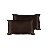 NNEDSZ Pair of Satin Standard Pillowcases Chocolate 48 x 73 cm x 15cm (Flap)