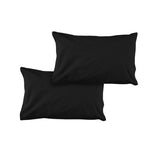 NNEDSZ Pair of Solid Colour Microfiber Standard Pillowcases 48x73cmx15cm (Flap) Black