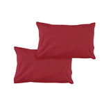 NNEDSZ Pair of Solid Colour Microfiber Standard Pillowcases 48x73cmx15cm (Flap) Cherry