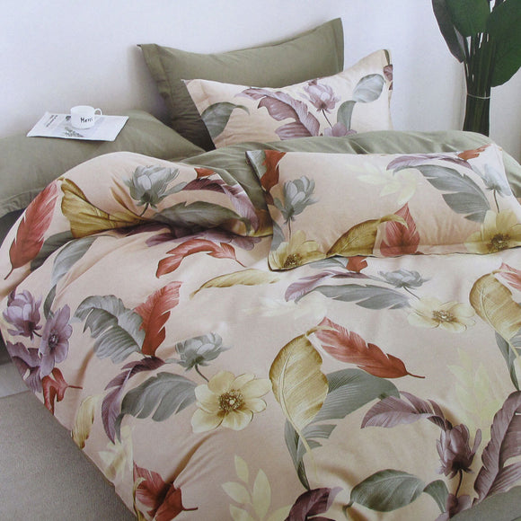NNEDSZ 300TC Bahamas Taupe Reversible Cotton Quilt Cover Set King