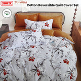 NNEDSZ 300TC Boronia Silver Reversible Cotton Quilt Cover Set King