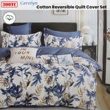NNEDSZ 300TC Carolyn Blue Reversible Cotton Quilt Cover Set King