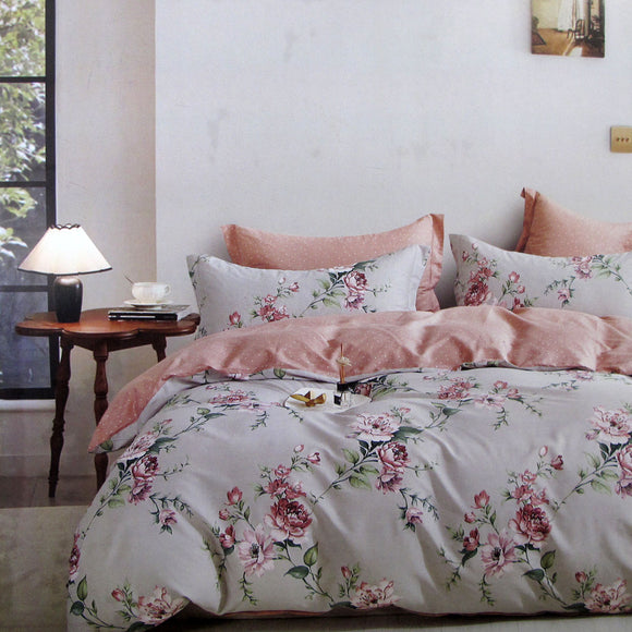 NNEDSZ 300TC Caterina Reversible Cotton Quilt Cover Set Queen