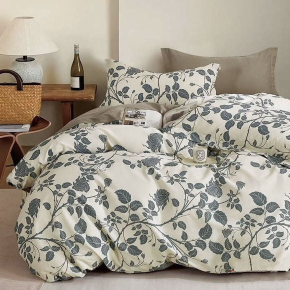 NNEDSZ 300TC Elisabeth Reversible Cotton Quilt Cover Set Queen