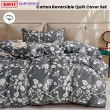 NNEDSZ 300TC Gardenia Charcoal Reversible Cotton Quilt Cover Set King