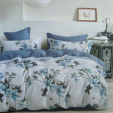 NNEDSZ 300TC Milla Blue Reversible Cotton Quilt Cover Set King