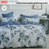 NNEDSZ 300TC Milla Blue Reversible Cotton Quilt Cover Set King
