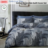 NNEDSZ 300TC Palm Leaf Blue Reversible Cotton Quilt Cover Set King