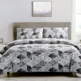 NNEDSZ Charcoal Black Avery Lines Pattern Printed Microfiber Polyester Quilt Cover Set Queen