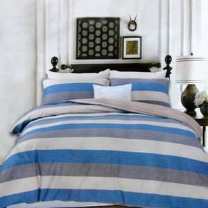 NNEDSZ 250TC Cotton Reversible Quilt Cover Set Beachy Stripes Queen