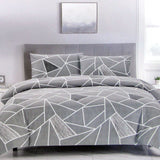 NNEDSZ Artex Bentley Grey Quilt Cover Set Geometric Pattern Reversible Printed Microfiber Polyester Double