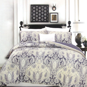 NNEDSZ 250TC Cotton Reversible Quilt Cover Set Elizabeth Queen