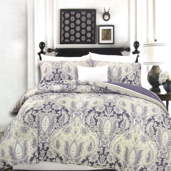 NNEDSZ 250TC Cotton Reversible Quilt Cover Set Elizabeth Queen