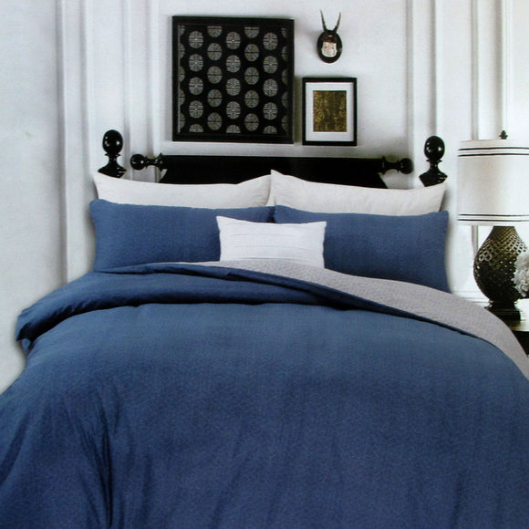 NNEDSZ 250TC Halifax Cotton Reversible Quilt Cover Set Queen