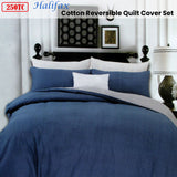 NNEDSZ 250TC Halifax Cotton Reversible Quilt Cover Set Queen