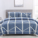 NNEDSZ Artex Harold Blue Quilt Cover Set Geometric Pattern Reversible Printed Microfiber Polyester Double