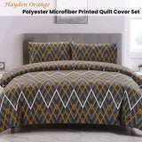 NNEDSZ Artex Hayden Orange Quilt Cover Set Geometric Pattern Reversible Printed Microfiber Polyester Double