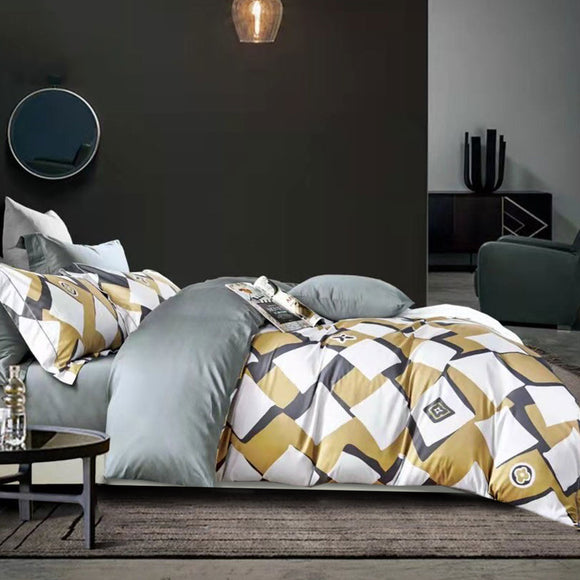 NNEDSZ 400TC Cotton Sateen Quilt Cover Set Modern Art King