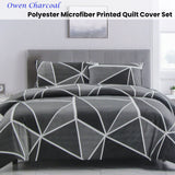 NNEDSZ Artex Owen Charcoal Quilt Cover Set Geometric Pattern Reversible Printed Microfiber Polyester Single