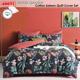 NNEDSZ 400TC Cotton Sateen Quilt Cover Set Secret Garden Queen