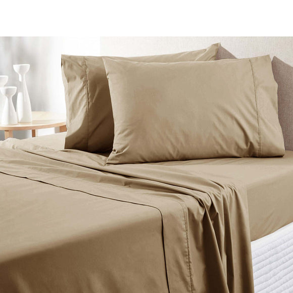 NNEDSZ 300TC Pure Cotton Sheet Set Queen Latte