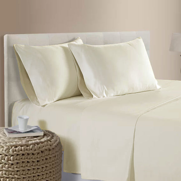 NNEDSZ 400TC Bamboo Cotton Sheet Set Cream Queen