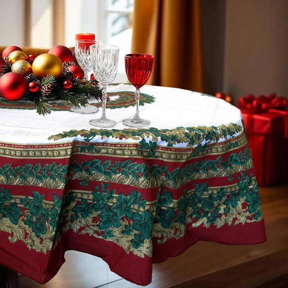 NNEDSZ Holly White Christmas Festival Printed Oval Tablecloth 152 x 213 cm