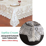 NNEDSZ Chapel Gate Sophia Cream Jacquard Cutwork Lace Tablecloth 180 x 270 cm