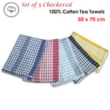 NNEDSZ Hotel Living Checkered Set of 5 Cotton Tea Towels