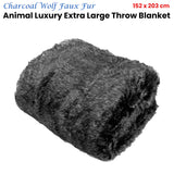 NNEDSZ Charcoal Wolf Luxury Animal Faux Fur Extra Large Throw Blanket 152 x 203 cm