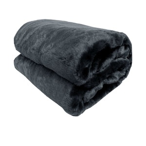 NNEDSZ Titan Charcoal Faux Fur Throw Rug 127 x 152 cm