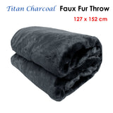 NNEDSZ Titan Charcoal Faux Fur Throw Rug 127 x 152 cm