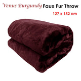 NNEDSZ Venus Burgundy Faux Fur Throw Rug 127 x 152 cm
