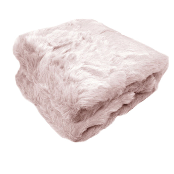 NNEDSZ Ariana Long Fleece Faux Fur Throw Rug Pink